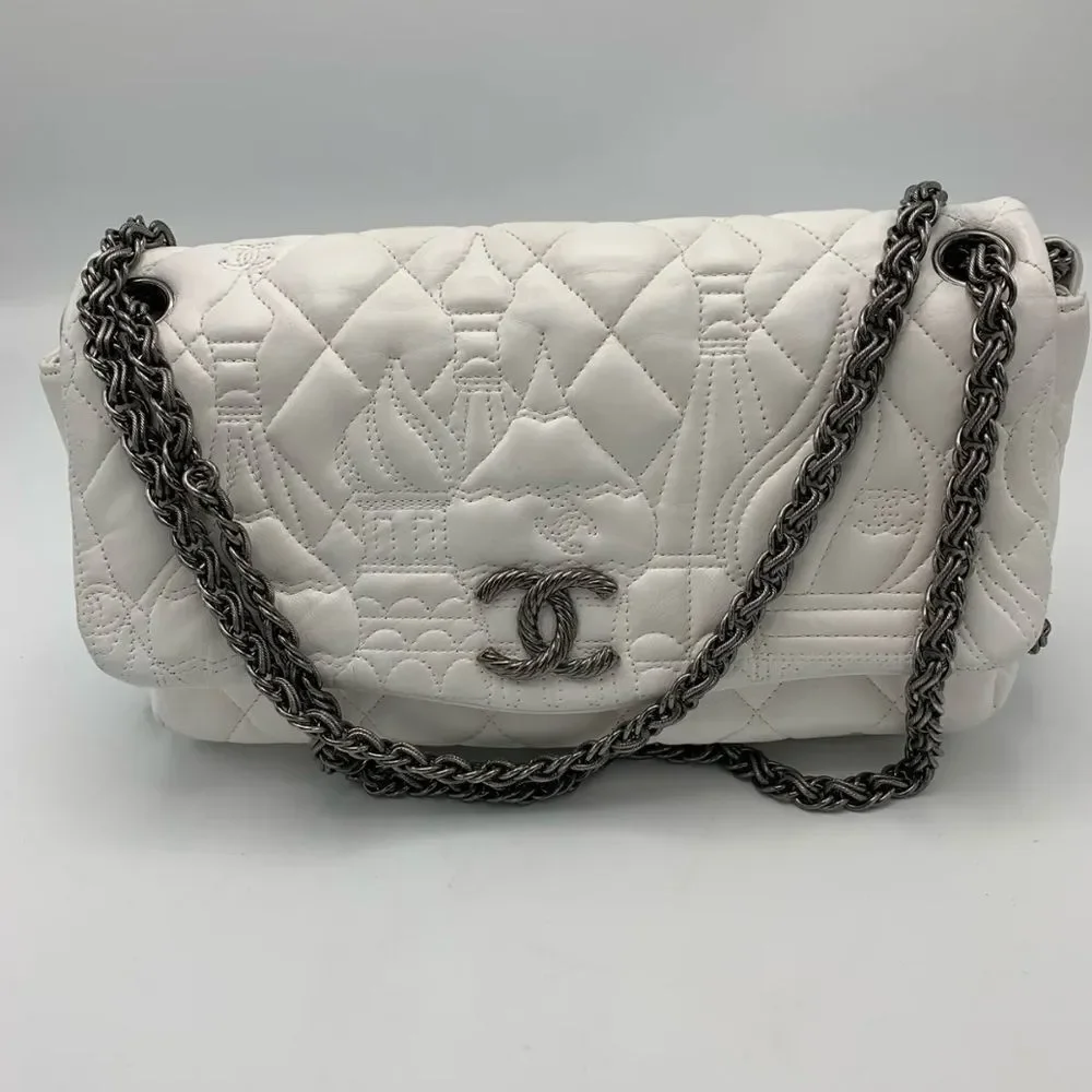 Chanel Moscow Kremlin  Cream Quilted Shoulder Bag with Iconic CC Closure